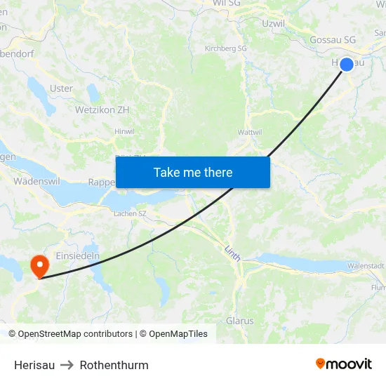 Herisau to Rothenthurm map
