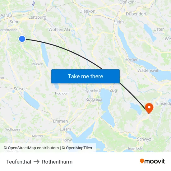 Teufenthal to Rothenthurm map