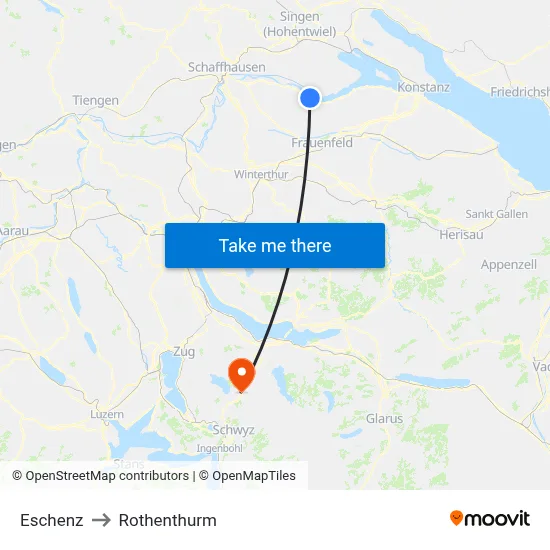 Eschenz to Rothenthurm map