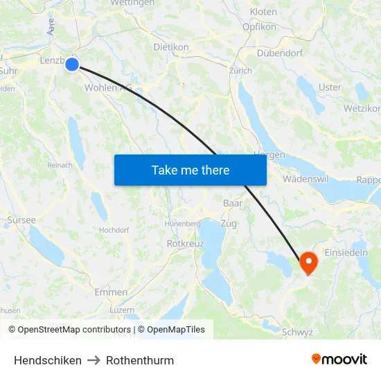Hendschiken to Rothenthurm map