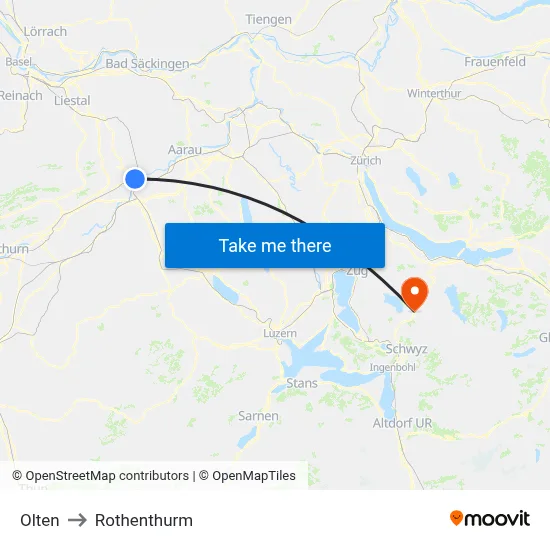 Olten to Rothenthurm map