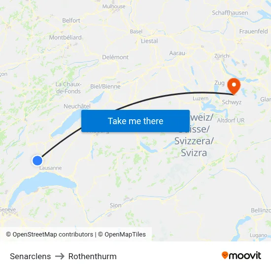 Senarclens to Rothenthurm map