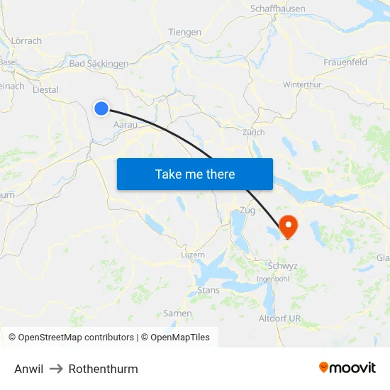 Anwil to Rothenthurm map