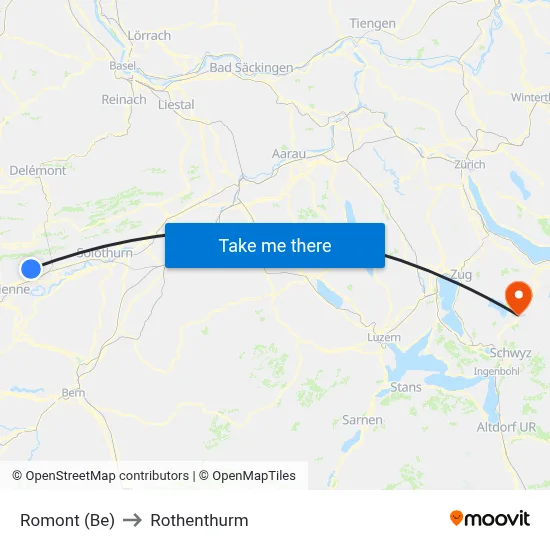 Romont (Be) to Rothenthurm map