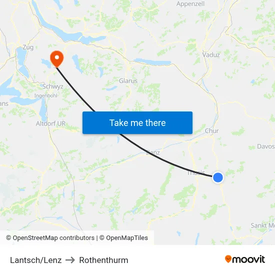 Lantsch/Lenz to Rothenthurm map