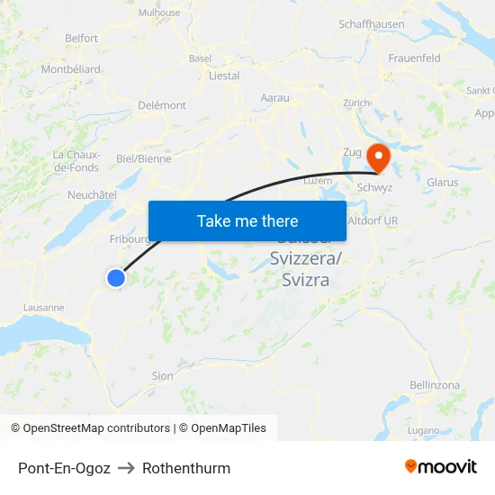 Pont-En-Ogoz to Rothenthurm map