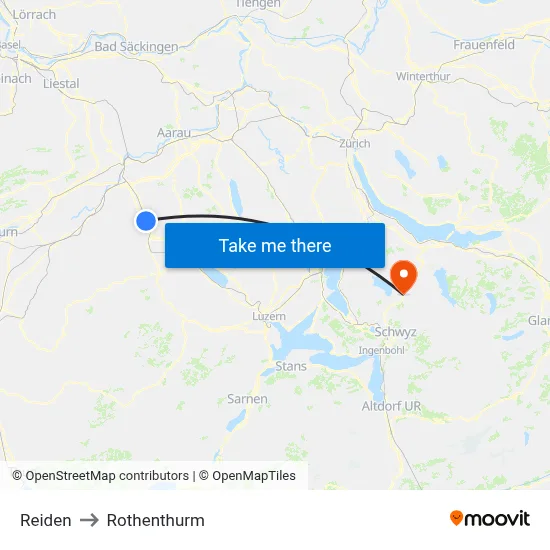 Reiden to Rothenthurm map