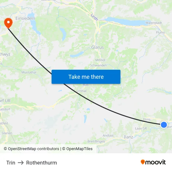 Trin to Rothenthurm map