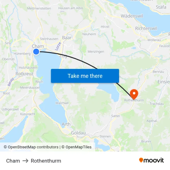 Cham to Rothenthurm map