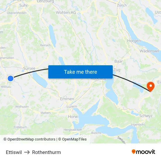 Ettiswil to Rothenthurm map