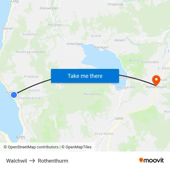 Walchwil to Rothenthurm map