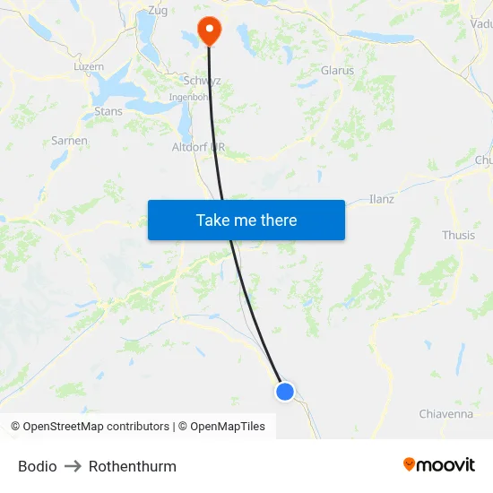 Bodio to Rothenthurm map