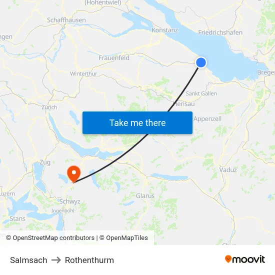Salmsach to Rothenthurm map