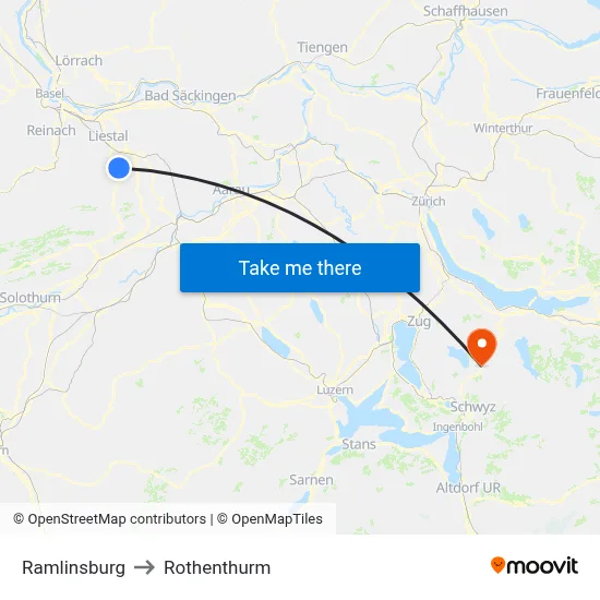 Ramlinsburg to Rothenthurm map