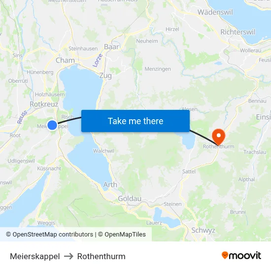 Meierskappel to Rothenthurm map