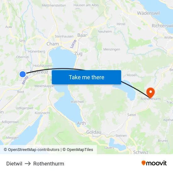 Dietwil to Rothenthurm map