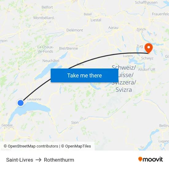 Saint-Livres to Rothenthurm map