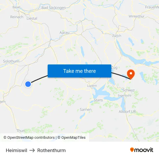 Heimiswil to Rothenthurm map