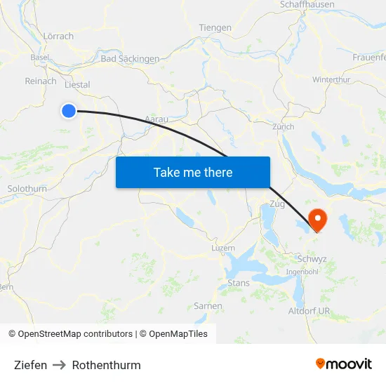Ziefen to Rothenthurm map