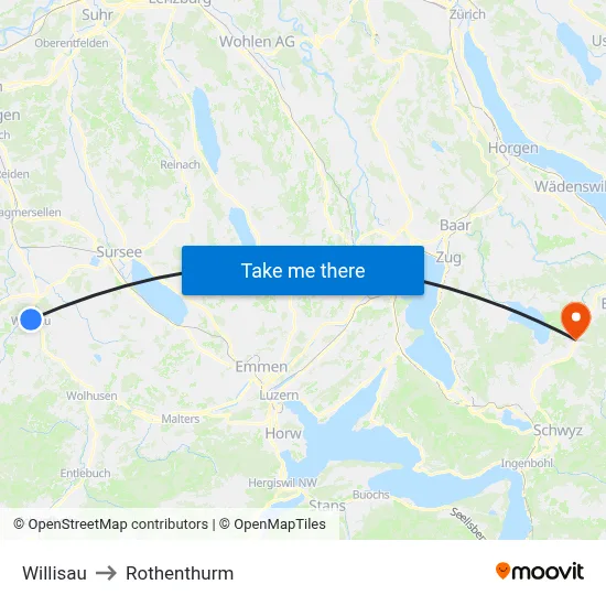 Willisau to Rothenthurm map
