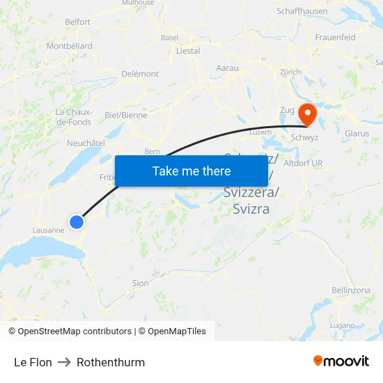 Le Flon to Rothenthurm map