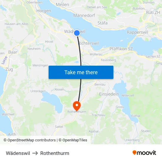Wädenswil to Rothenthurm map