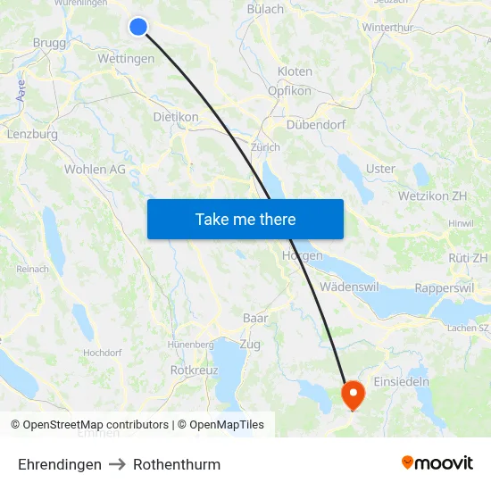 Ehrendingen to Rothenthurm map