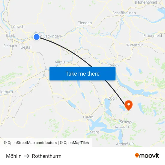 Möhlin to Rothenthurm map