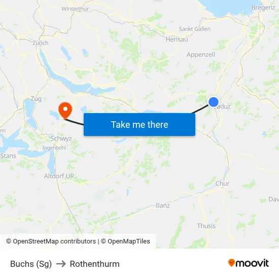 Buchs (Sg) to Rothenthurm map