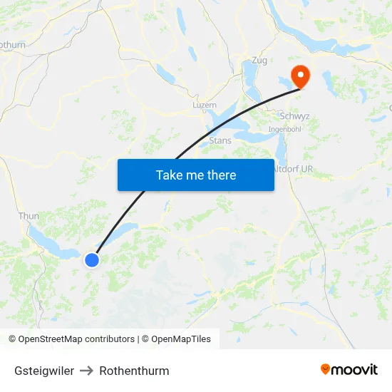Gsteigwiler to Rothenthurm map