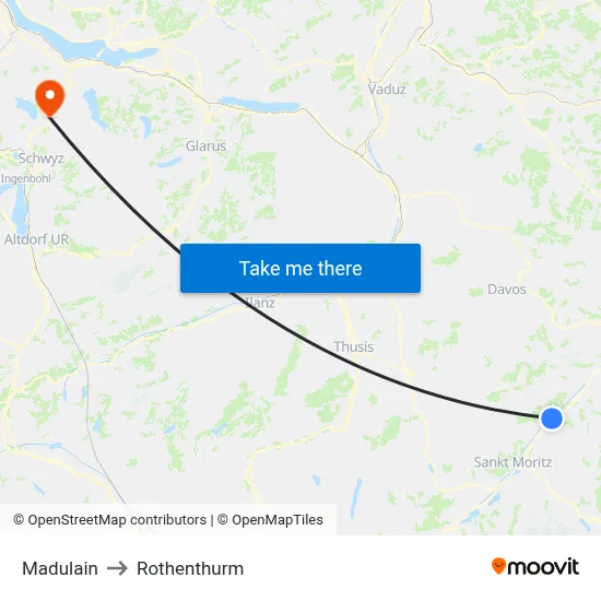 Madulain to Rothenthurm map