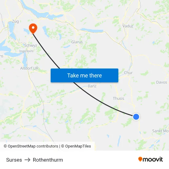 Surses to Rothenthurm map