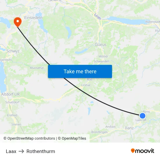 Laax to Rothenthurm map