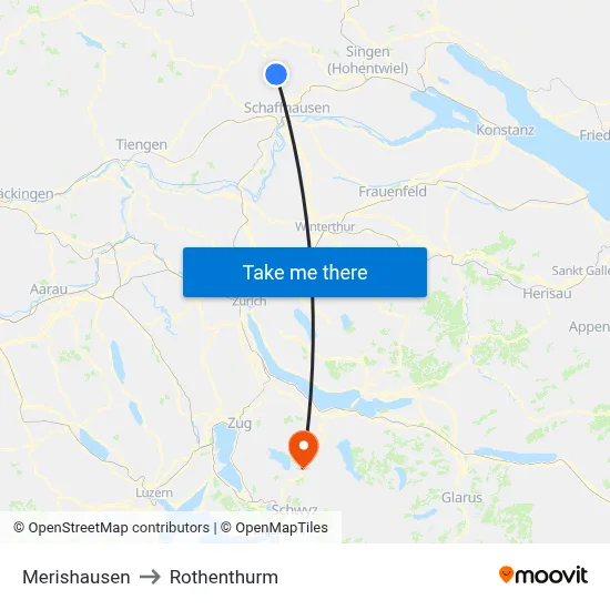 Merishausen to Rothenthurm map