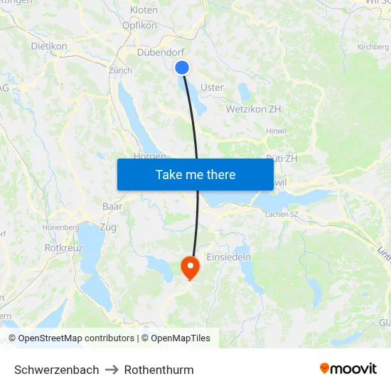 Schwerzenbach to Rothenthurm map