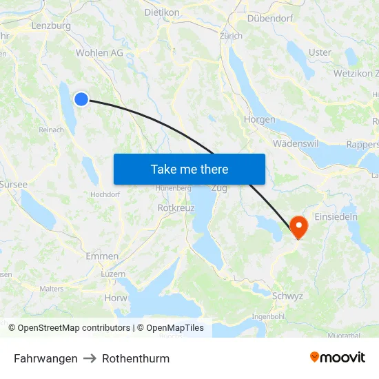 Fahrwangen to Rothenthurm map