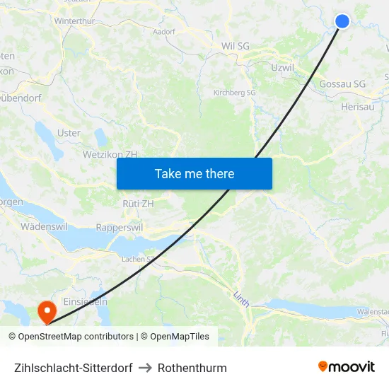 Zihlschlacht-Sitterdorf to Rothenthurm map