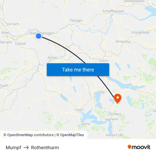 Mumpf to Rothenthurm map