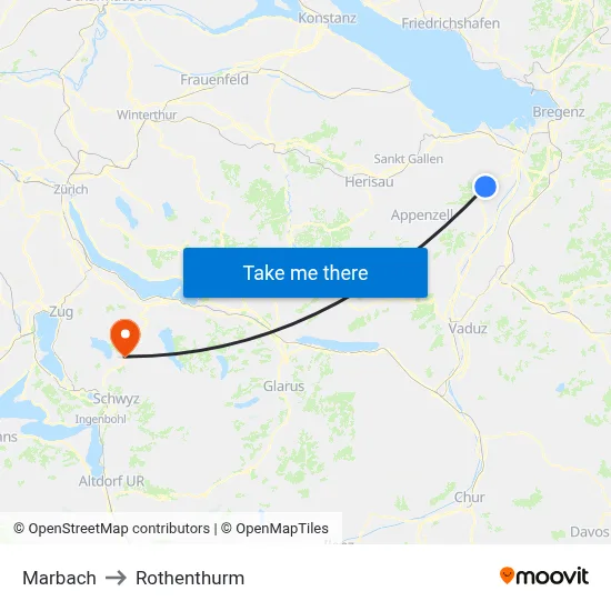 Marbach to Rothenthurm map