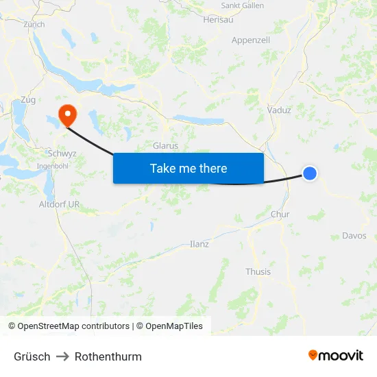 Grüsch to Rothenthurm map