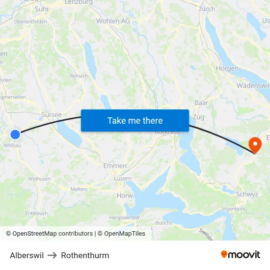 Alberswil to Rothenthurm map