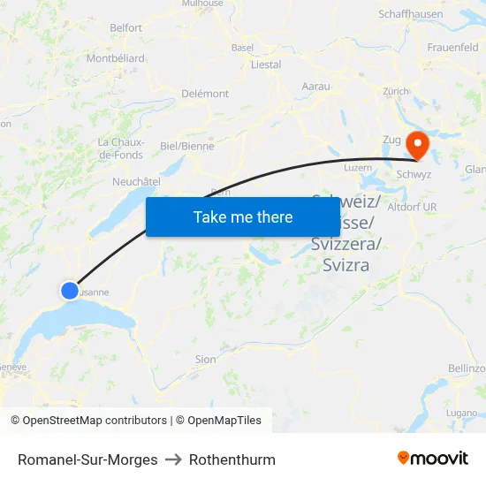 Romanel-Sur-Morges to Rothenthurm map