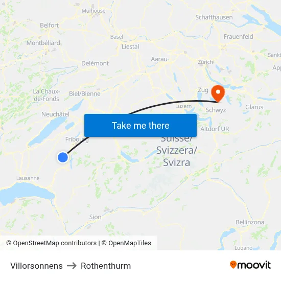 Villorsonnens to Rothenthurm map