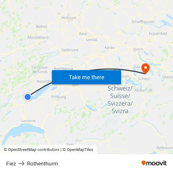 Fiez to Rothenthurm map