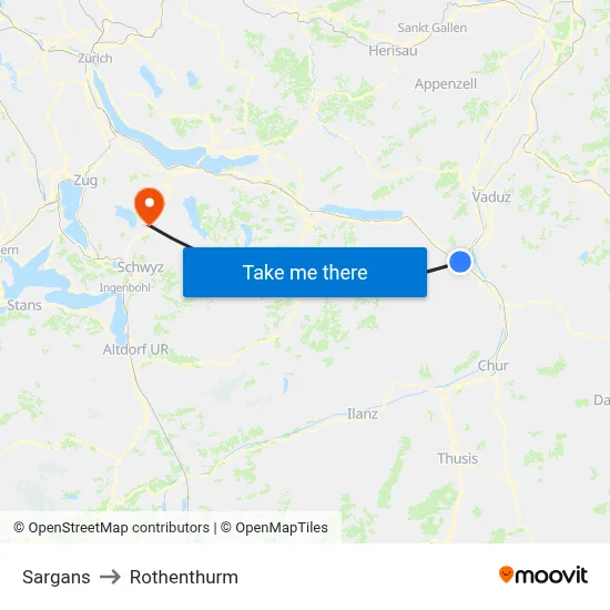 Sargans to Rothenthurm map