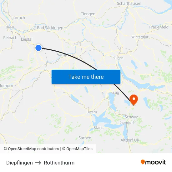 Diepflingen to Rothenthurm map