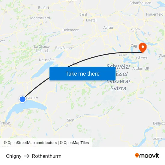 Chigny to Rothenthurm map