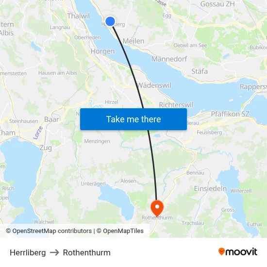 Herrliberg to Rothenthurm map