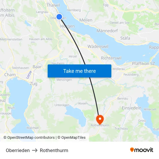 Oberrieden to Rothenthurm map