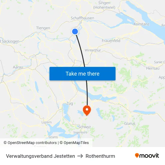 Verwaltungsverband Jestetten to Rothenthurm map